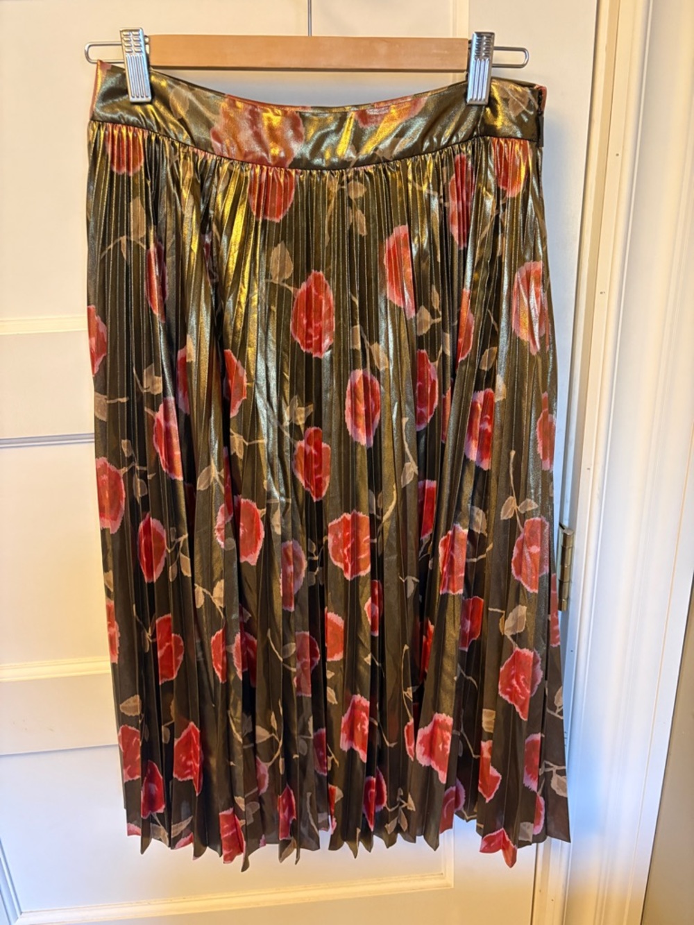 Kate Spade Pleated Foil Floral Midi Skirt